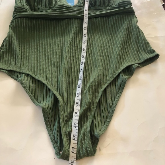 Cupshe Green Ribbed Plunge Neckl Rushed Twist Back Detail One Piece Swimsuit XL - Picture 14 of 14